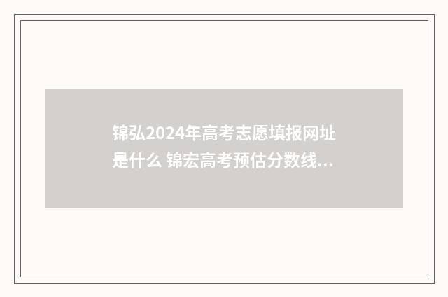 锦弘2024年高考志愿填报网址是什么 锦宏高考预估分数线准确吗