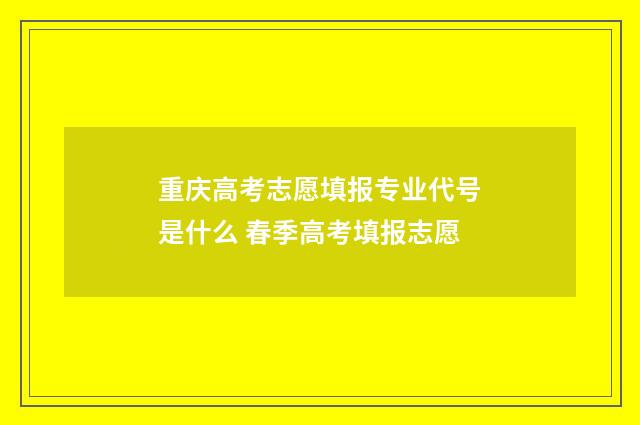 重庆高考志愿填报专业代号是什么 春季高考填报志愿