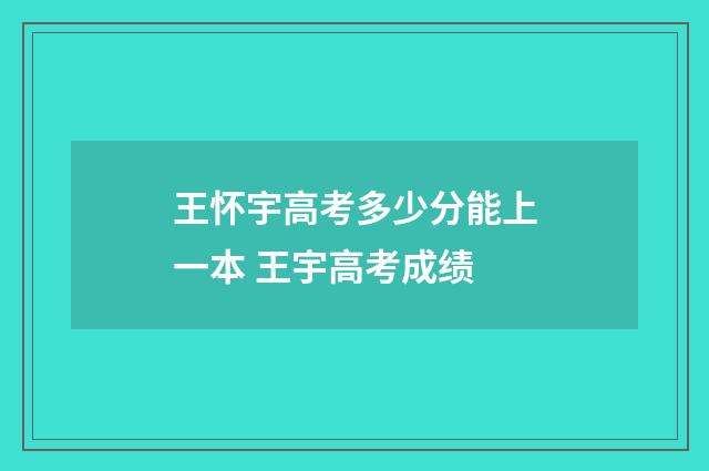 王怀宇高考多少分能上一本 王宇高考成绩