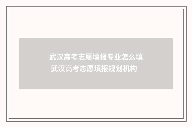 武汉高考志愿填报专业怎么填 武汉高考志愿填报规划机构