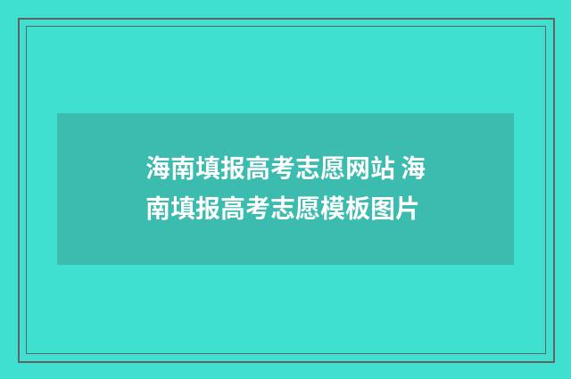 海南填报高考志愿网站 海南填报高考志愿模板图片