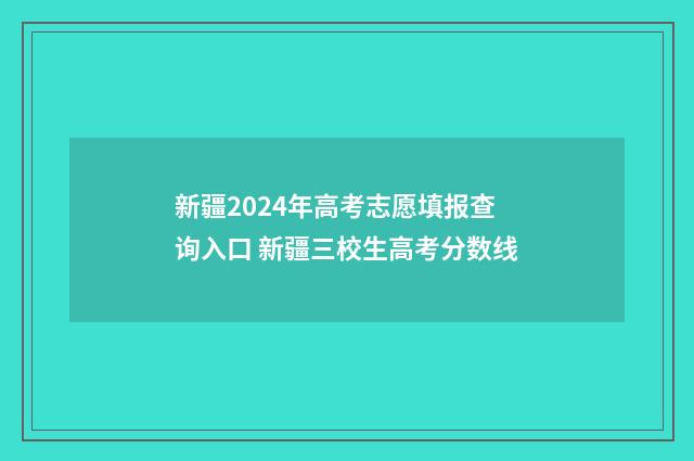 新疆2024年高考志愿填报查询入口 新疆三校生高考分数线