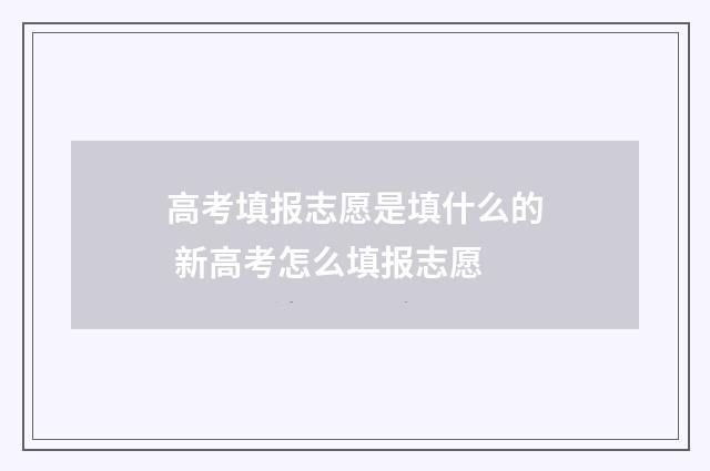 高考填报志愿是填什么的 新高考怎么填报志愿