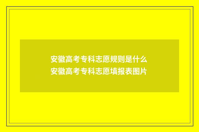 安徽高考专科志愿规则是什么 安徽高考专科志愿填报表图片