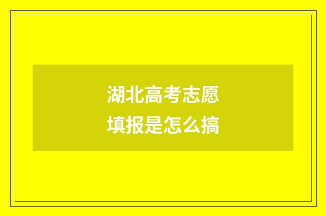 湖北高考志愿填报是怎么搞