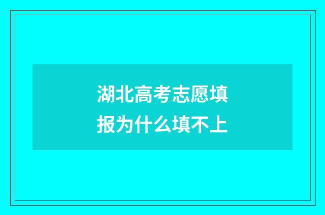 湖北高考志愿填报为什么填不上