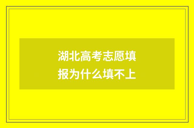 湖北高考志愿填报为什么填不上