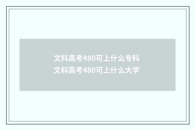 文科高考480可上什么专科 文科高考480可上什么大学