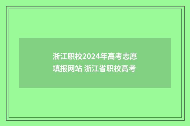 浙江职校2024年高考志愿填报网站 浙江省职校高考