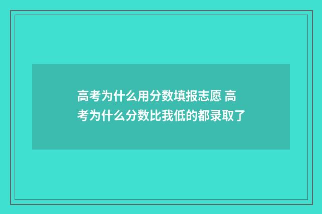 高考为什么用分数填报志愿 高考为什么分数比我低的都录取了