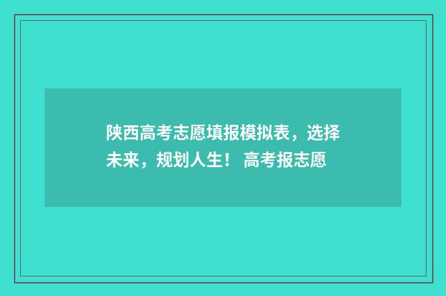 陕西高考志愿填报模拟表，选择未来，规划人生！ 高考报志愿