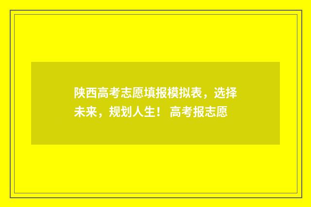 陕西高考志愿填报模拟表，选择未来，规划人生！ 高考报志愿