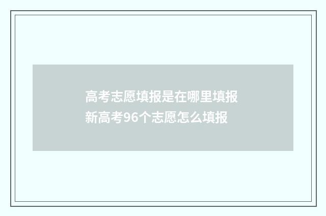 高考志愿填报是在哪里填报 新高考96个志愿怎么填报