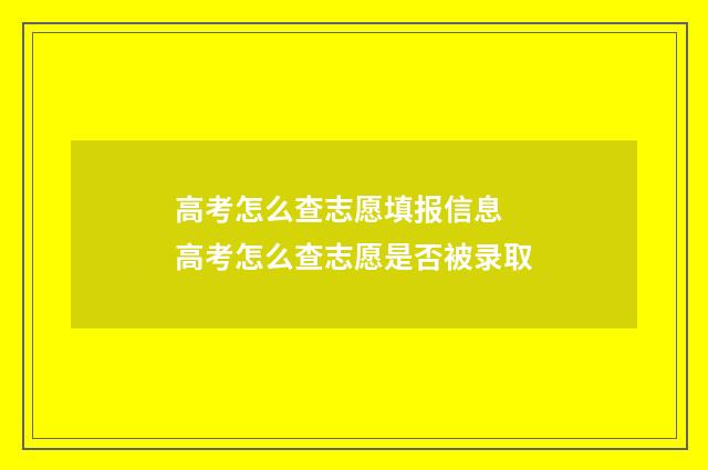 高考怎么查志愿填报信息 高考怎么查志愿是否被录取