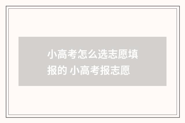小高考怎么选志愿填报的 小高考报志愿