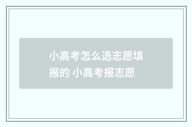 小高考怎么选志愿填报的 小高考报志愿