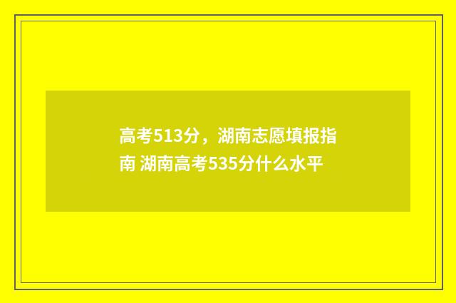 高考513分，湖南志愿填报指南 湖南高考535分什么水平