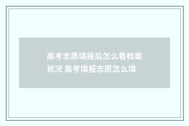 高考志愿填报后怎么看档案状况 高考填报志愿怎么填