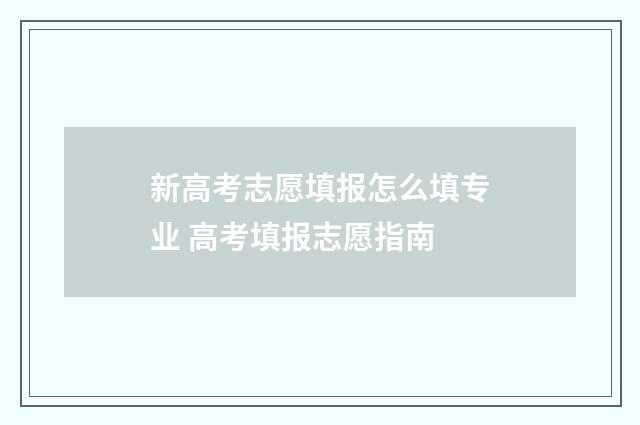 新高考志愿填报怎么填专业 高考填报志愿指南