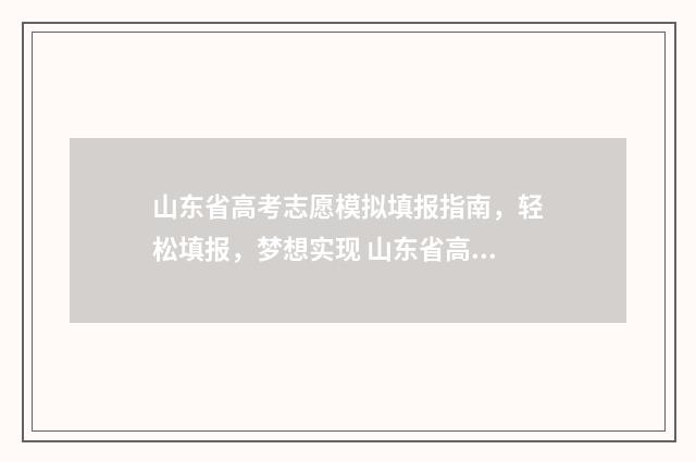 山东省高考志愿模拟填报指南，轻松填报，梦想实现 山东省高考志愿填报流程图