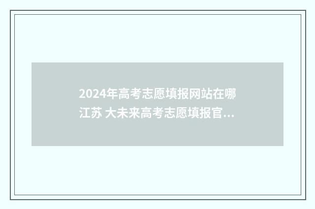 2024年高考志愿填报网站在哪江苏 大未来高考志愿填报官网