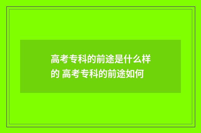 高考专科的前途是什么样的 高考专科的前途如何