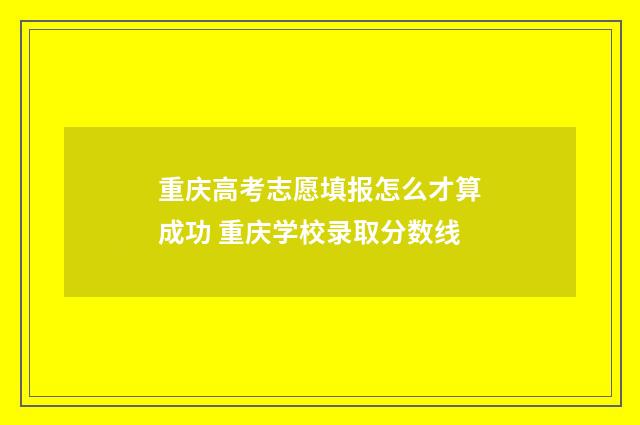 重庆高考志愿填报怎么才算成功 重庆学校录取分数线