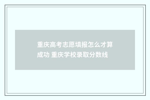 重庆高考志愿填报怎么才算成功 重庆学校录取分数线