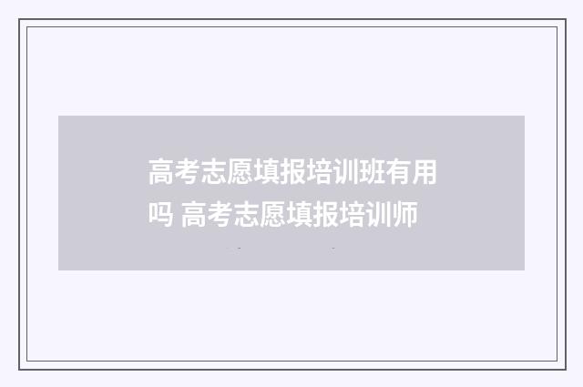 高考志愿填报培训班有用吗 高考志愿填报培训师
