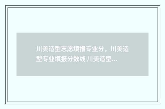川美造型志愿填报专业分，川美造型专业填报分数线 川美造型招多少人