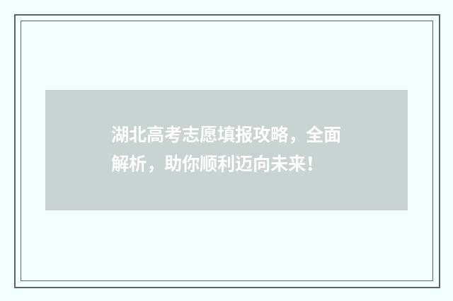 湖北高考志愿填报攻略，全面解析，助你顺利迈向未来！
