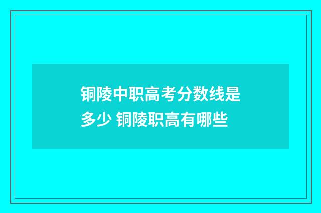 铜陵中职高考分数线是多少 铜陵职高有哪些