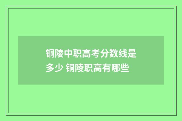 铜陵中职高考分数线是多少 铜陵职高有哪些