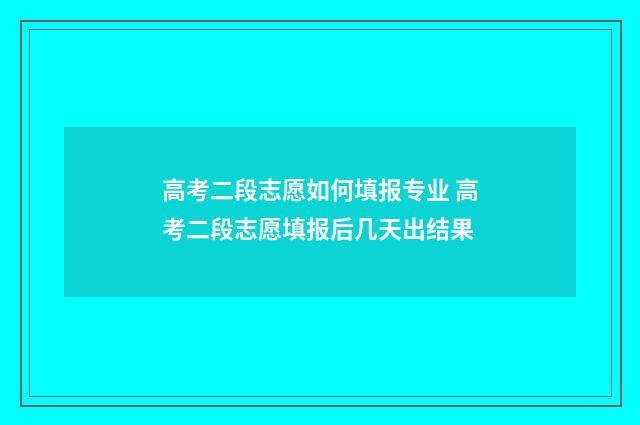 高考二段志愿如何填报专业 高考二段志愿填报后几天出结果
