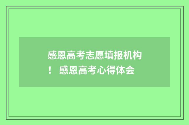 感恩高考志愿填报机构！ 感恩高考心得体会