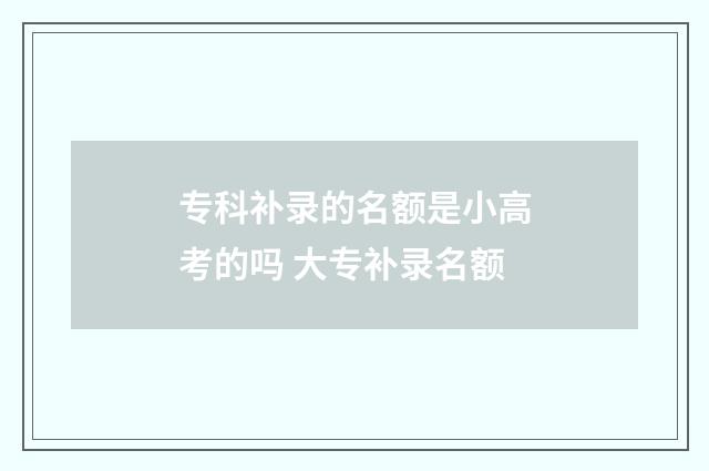 专科补录的名额是小高考的吗 大专补录名额
