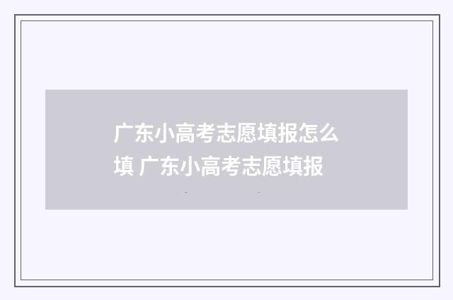 广东小高考志愿填报怎么填 广东小高考志愿填报