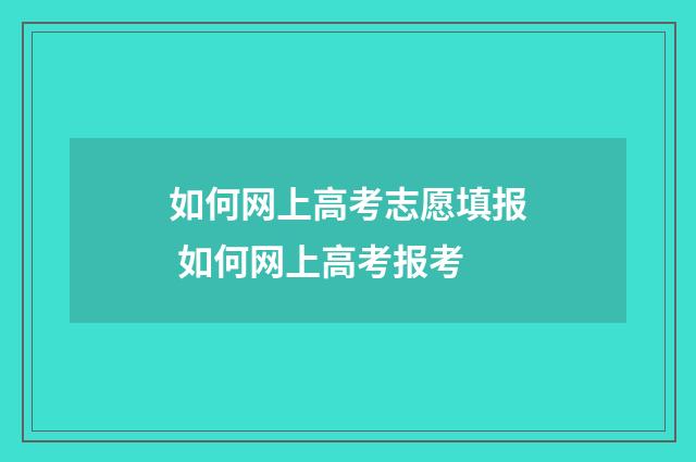 如何网上高考志愿填报 如何网上高考报考