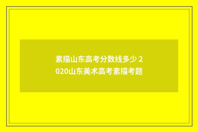 素描山东高考分数线多少 2020山东美术高考素描考题