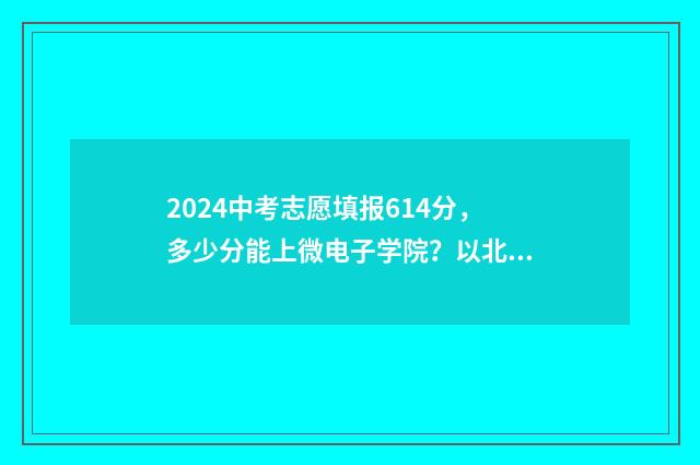 2024中考志愿填报614分，多少分能上微电子学院？以北京为例 2024中考志愿填报网址
