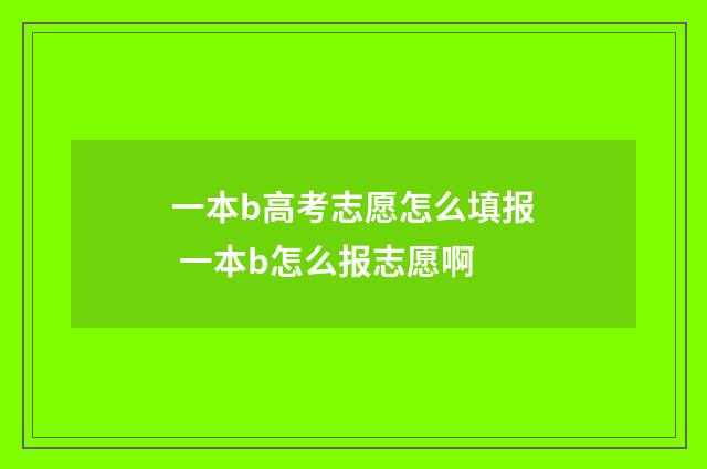 一本b高考志愿怎么填报 一本b怎么报志愿啊