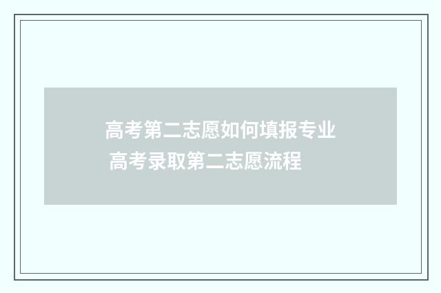 高考第二志愿如何填报专业 高考录取第二志愿流程