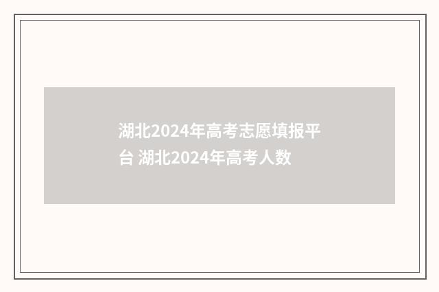 湖北2024年高考志愿填报平台 湖北2024年高考人数