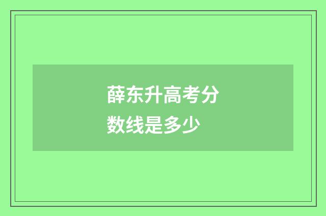 薛东升高考分数线是多少