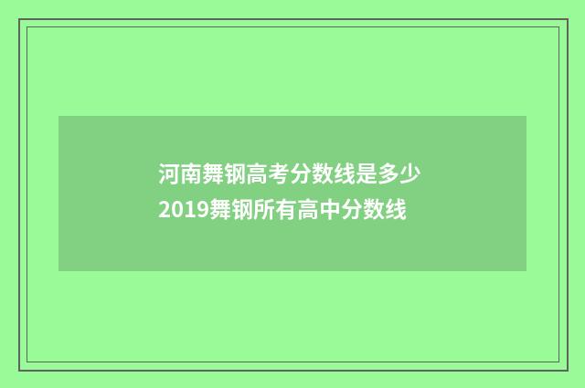 河南舞钢高考分数线是多少 2019舞钢所有高中分数线