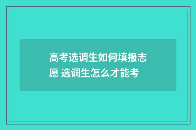 高考选调生如何填报志愿 选调生怎么才能考