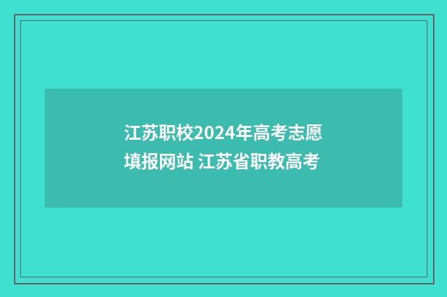 江苏职校2024年高考志愿填报网站 江苏省职教高考