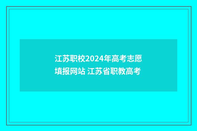 江苏职校2024年高考志愿填报网站 江苏省职教高考