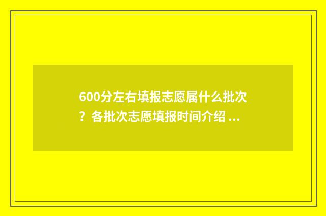 600分左右填报志愿属什么批次？各批次志愿填报时间介绍 600分适合报的大学