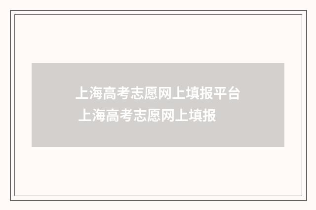 上海高考志愿网上填报平台 上海高考志愿网上填报